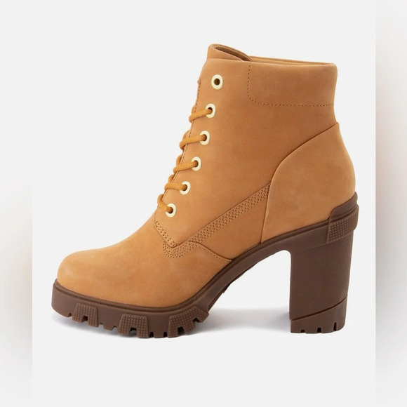 SOLD Timberland Women's Lana High Heel Wheat Leather Boots Size 9 - Picture 2 of 16